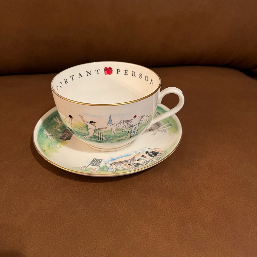 Royal Worcester Funeral Bone China VIP Cricket Mad Breakfast Cup and Saucer